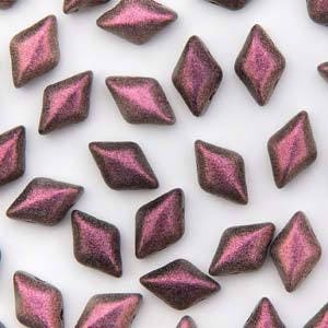 GemDuo Polychrome Plum, 2-Hole Matubo Czech beads 8x5mm, 94106 50 Beads