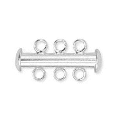 Slide Clasp 3 Strand Nickel-Free Silver Plated B112, Qty 2