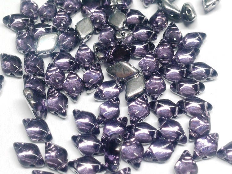 GemDuo Backlit Tanzanite, 2-Hole Matubo Czech beads 8x5mm, 8520500-27002 50 beads