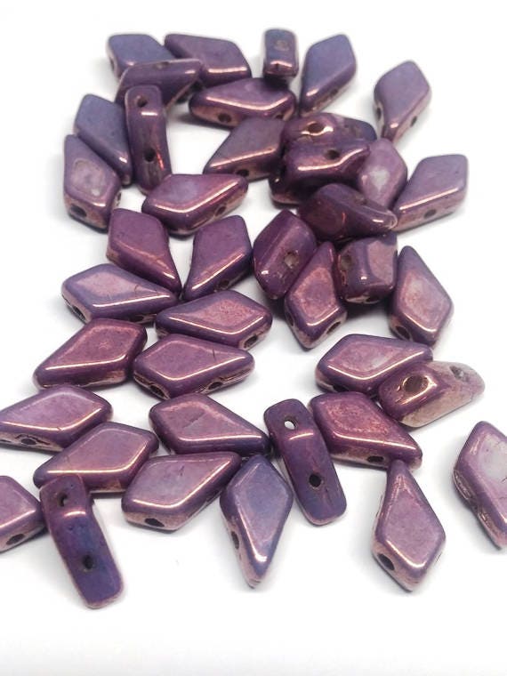 Kite Bead Chalk Purple Vega, 2-Hole Czech Glass, 9x5mm 03000-15726-30 Beads