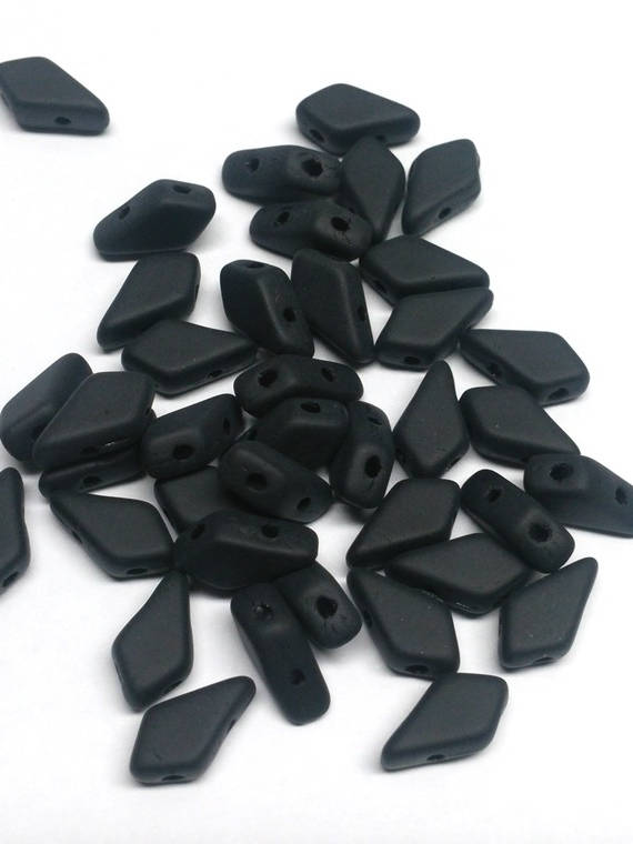 Matte Jet Kite Bead, 2-Hole Czech Glass 9x5mm 53 Beads 23980-84110