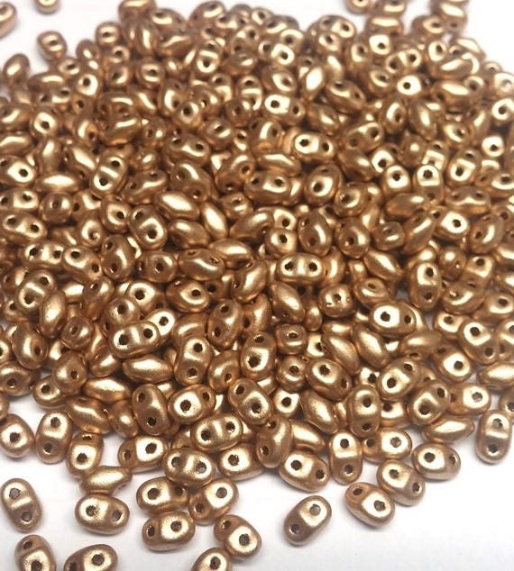 MiniDuo Crystal Bronze Pale Gold, 2-Hole 2x4MM Czech Glass, 01710-10 Grams