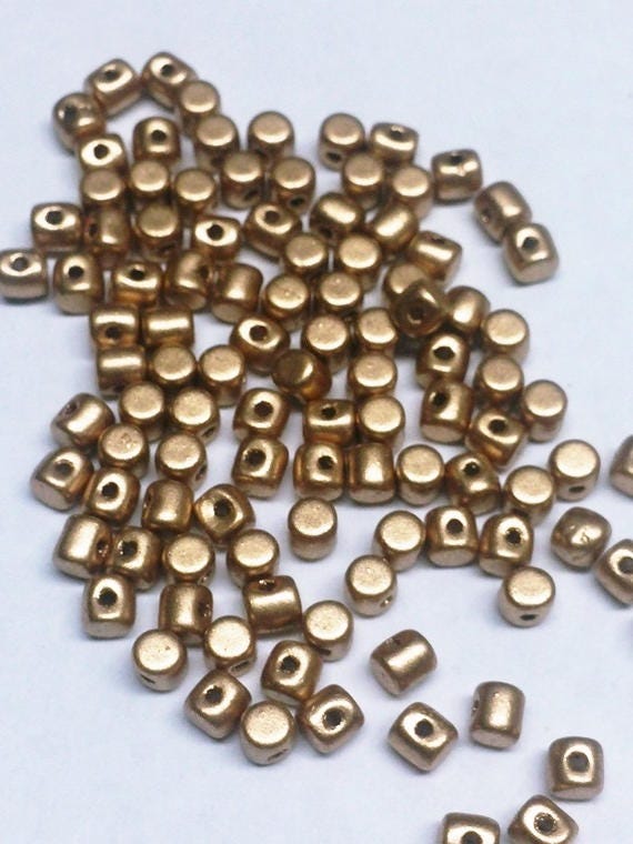 Minos Par Puca Light Gold Matte, 2.5X3MM Czech Glass 01710, 5 grams