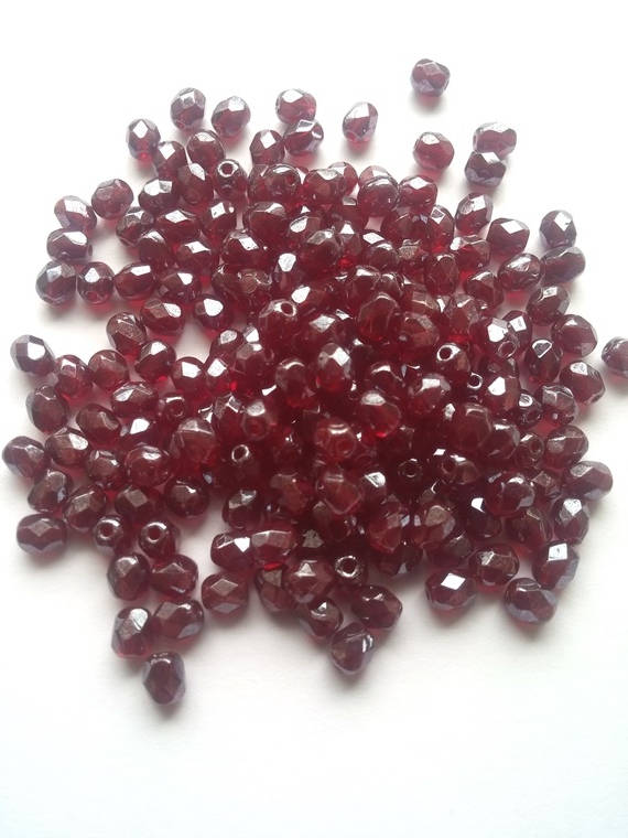 4mm Garnet Shimmer, Fire Polish Czech glass faceted round, 9010 14400 100 beads