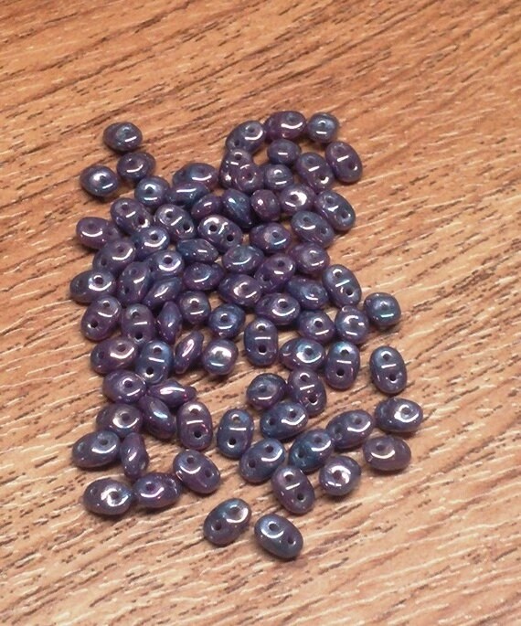 SuperDuo Nebula Violet, Czech Glass 2-hole bead 2.5x5mm-DU0523020-15001, 10 grams