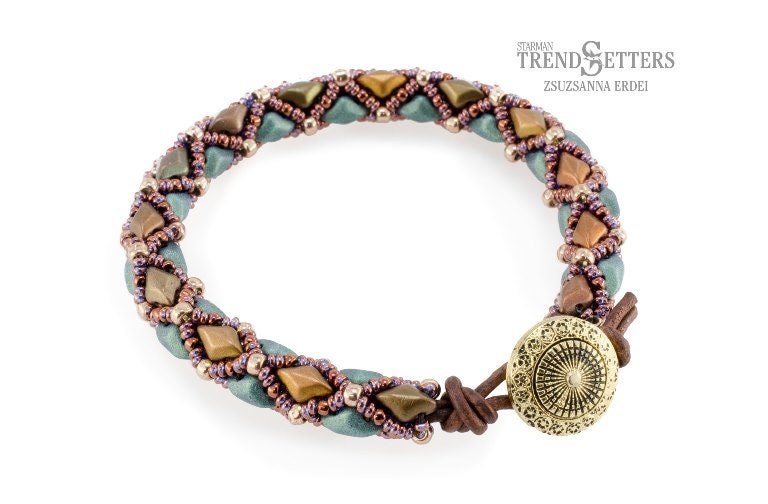 GemDuo Metalust Crown Blue, 2-Hole Matubo Czech beads 8x5mm, 24203 50 Beads