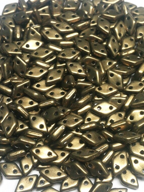 Czechmates Diamond Saturated Met Emperador, 2 hole Czech Glass 4x6.5mm 05A08, 100 Beads, Free pattern with Czechmates Diamond purchase