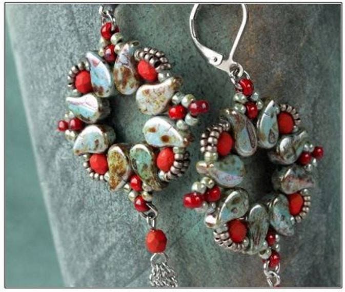 Paisley Duo Halo Persian Pink, 2-Hole Czech Glass 8x5mm, 00030-29259-30 Beads