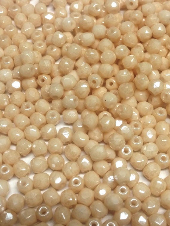 3mm Fire Polish Champagne Luster, Czech glass faceted round bead,