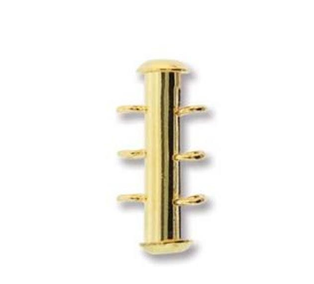 3 Strand VERTICAL LOOP Slide Clasp, Nickel-Free Gold Plated CLSP419GP, Qty 1