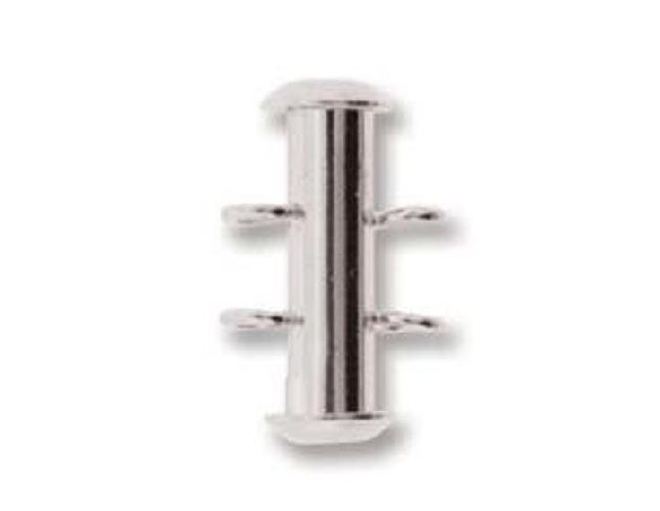 Slide Clasp 2 Strand VERTICAL LOOP, Nickel-Free Silver Plated CLSP418SP, Qty 1