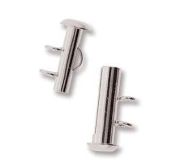 Slide Clasp 2 Strand VERTICAL LOOP, Nickel-Free Silver Plated CLSP418SP, Qty 1