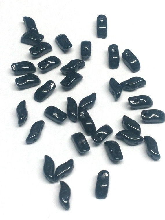 StormDuo Jet, 2-Hole bead 7x3mm 23980-50 Beads