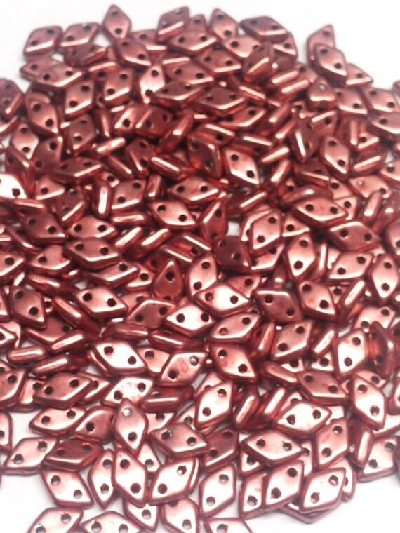 Czechmates Diamond Saturated Met Blooming Dahlia, 2 hole Czech Glass 4x6.5mm 05A07, 8.59 grams Free pattern with the purchase of these beads