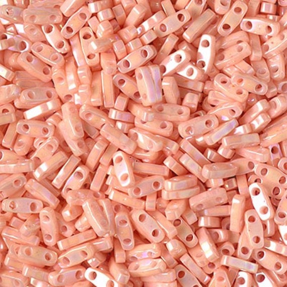 Miyuki Tila Beads-Tila, Half Tila or Quarter Tila Opaque Tea Rose Luster - 596-1, 5 grams