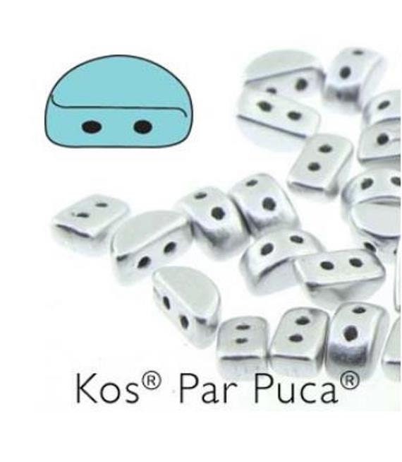 Kos® Par Puca® Silver Aluminum Matte, 2 Hole Czech Glass 6x3mm, 00030-01710- 10 grams