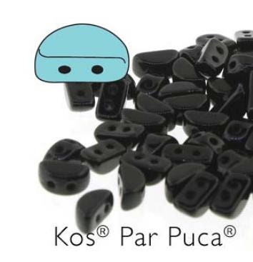 Kos® Par Puca® Jet, 2 Hole Czech Glass 6x3mm. 23980-10 grams