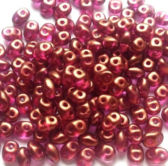 SuperDuo Halo French Rose, Czech Glass 2-hole bead, 2.5x5mm 22260, 10 grams