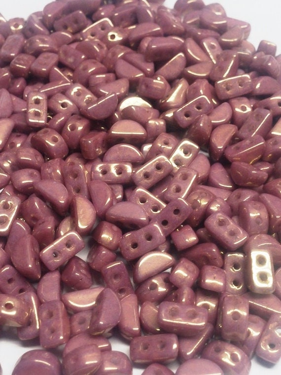 Kos® Par Puca® Opaque Mix Violet/Gold Luster 2 hole bead, 6 x 3mm 10 grams