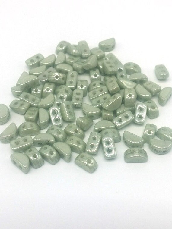 Kos® Par Puca® Opaque Lt Green Luster, 2 Hole Czech Glass 6x3mm, 03000-14457- 10 grams