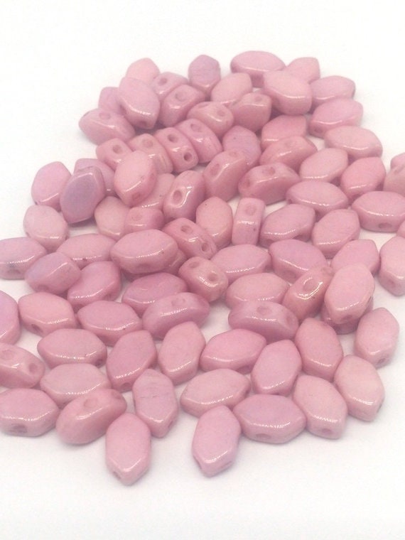 Paros® Par Puca® Opaque Lt. Rose, 2 hole beads 7 x 4mm, 60 beads