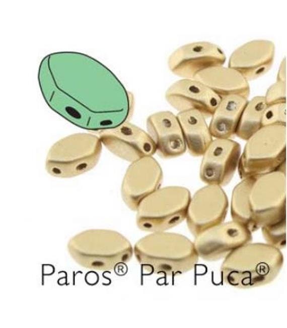 Paros® Par Puca® Light Gold Matte, 7 x 4mm, 60 beads