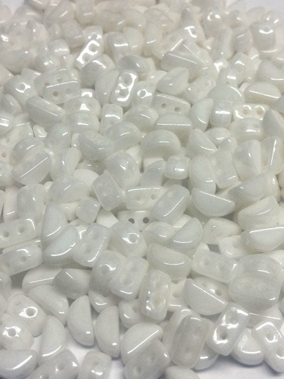 Kos® Par Puca® Opaque White Luster, 2 Hole Czech Glass 6x3mm, 03000-14400- 10 grams
