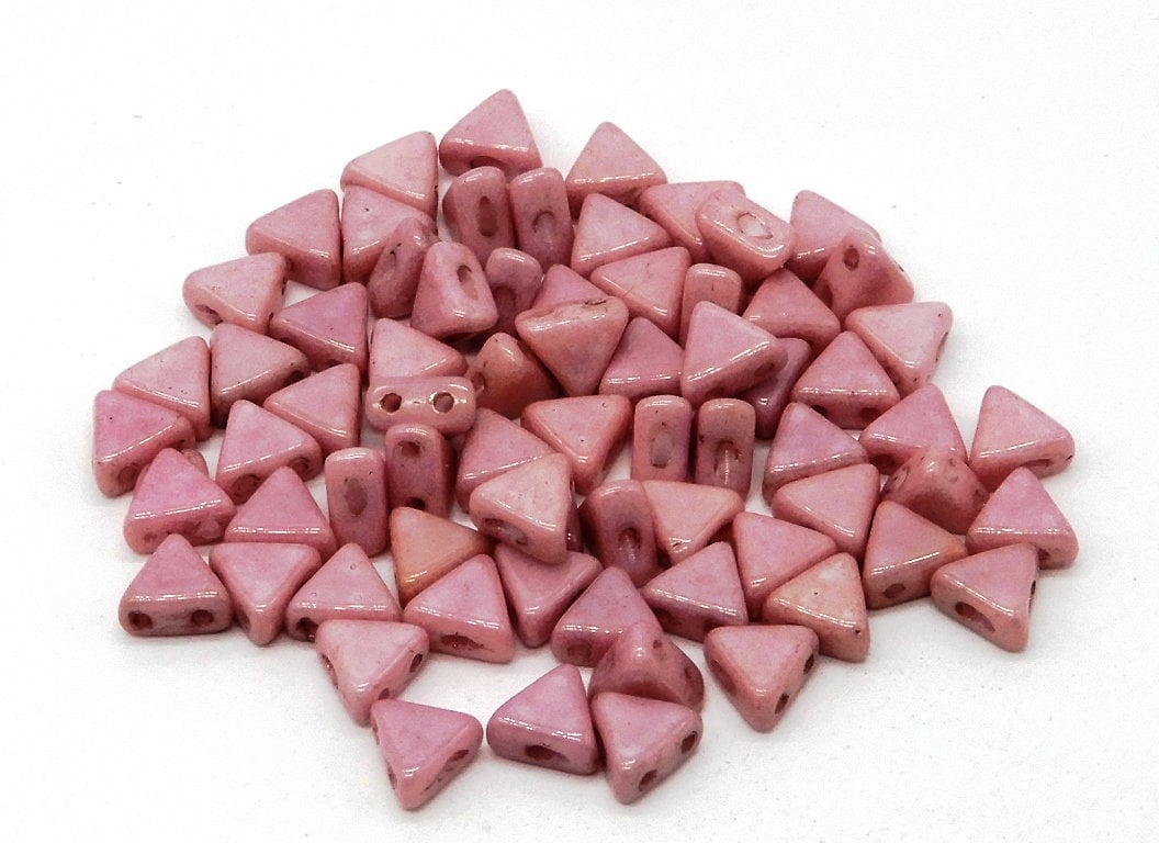 Kheops par Puca Opaque Lt Rose Luster, Czech Pressed 2 Hole 6mm Glass Beads 14494, qty 50