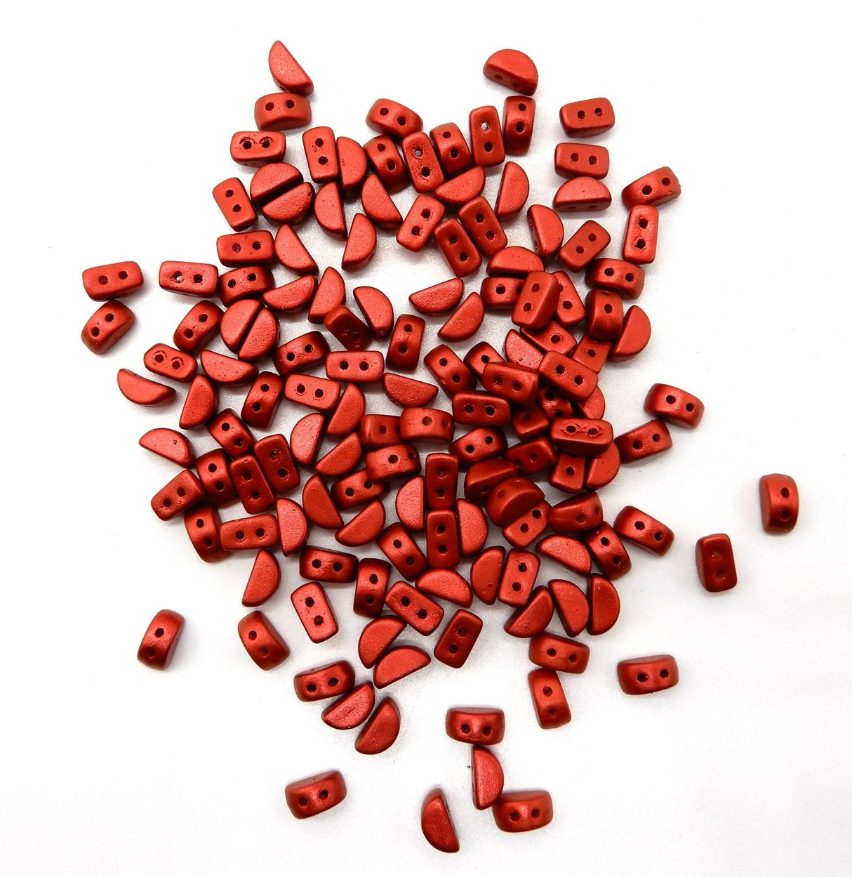 Last One....Kos® Par Puca® Red Metallic Matte, 2 Hole Czech Glass 6x3mm, 03000-01890-18.30 grams