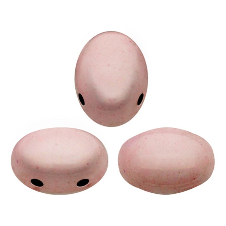 Samos® par Puca® Opaque Light Rose Ceramic Looks, 2 Hole 5x7mm 03000/14494, 25 beads or 10 grams
