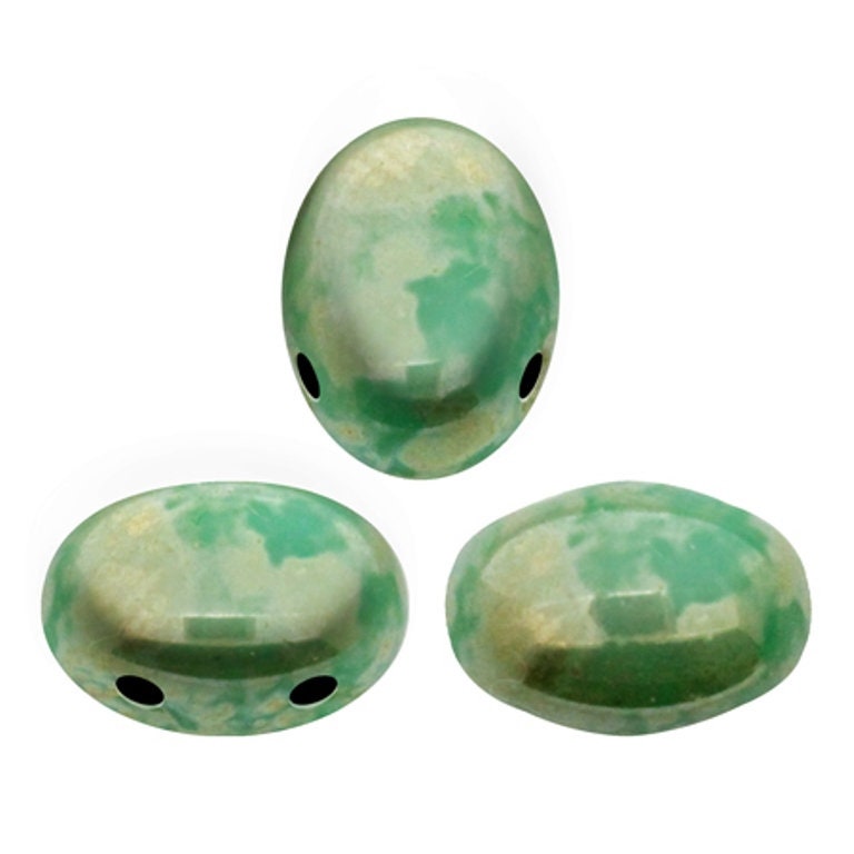 Samos® Op Green Turquoise Picasso, 5x7mm 63130/43400 30Beads