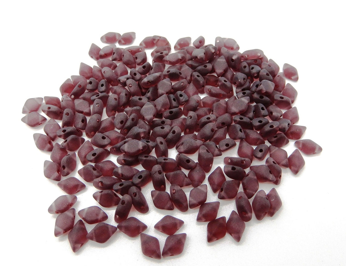 GemDuo Amethyst Matte, 2-Hole Matubo Czech beads 8x5mm, 20060-84110 10 grams