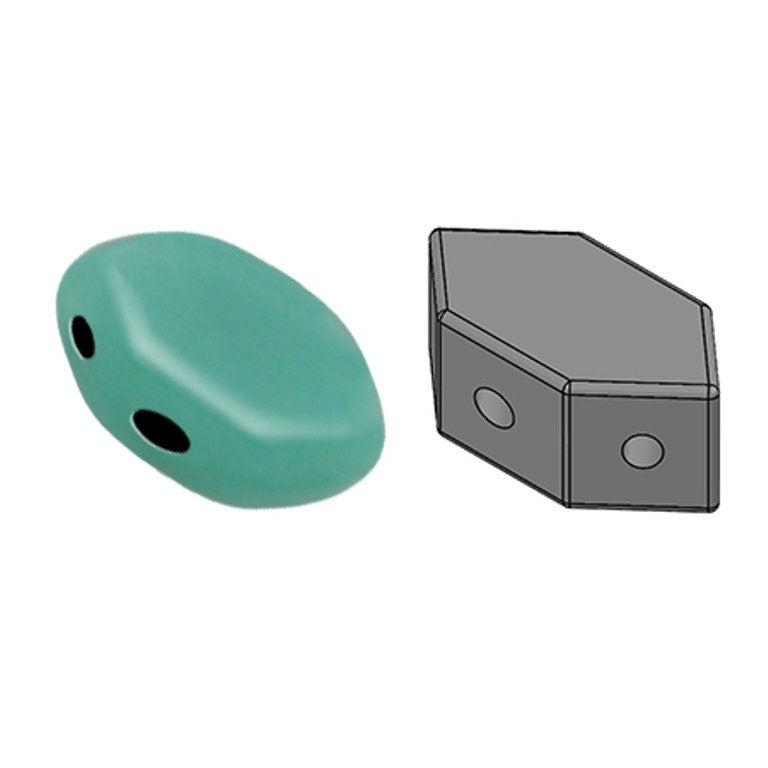 Paros® Par Puca® Opaque Green Turquoise, 2 hole beads 7 x 4mm, 60 beads 63120