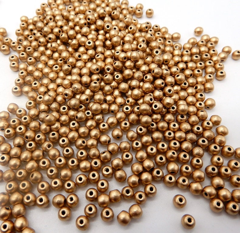 3mm Round Aztec Gold Czech Glass Beads, 01710