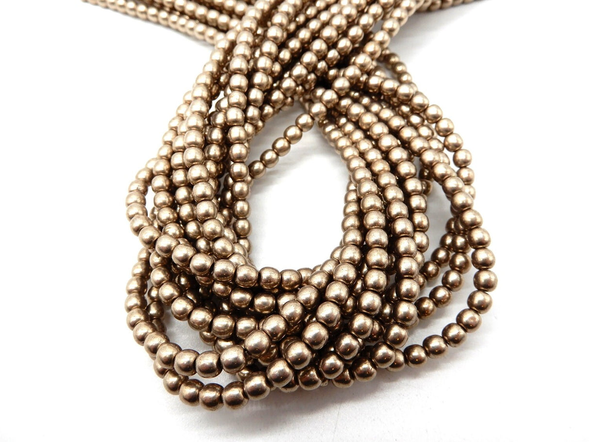 4mm Round Saturated Metallic Hazelnut, Czech Glass Beads, 77056-100 beads