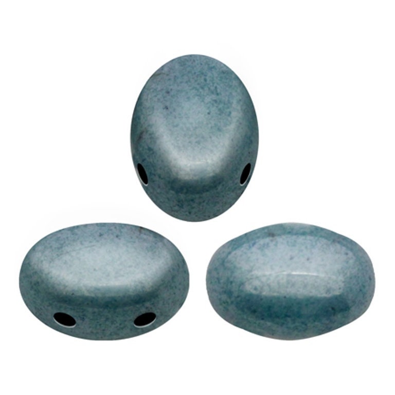 Samos® par Puca® Opaque Blue Ceramic Look, 2 Hole5x7mm Czech Glass 03000/14464, 25 beads or 10 grams