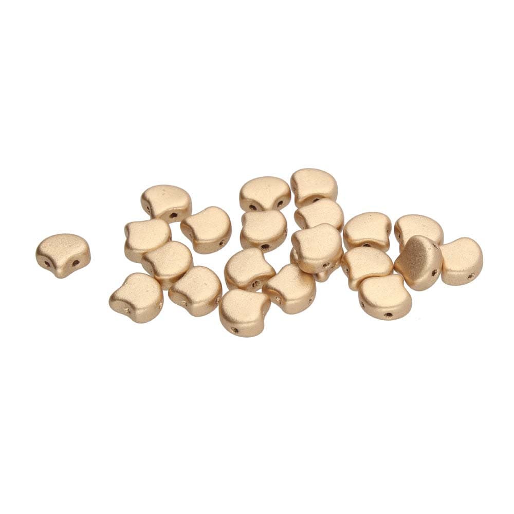 Ginko Bead Bronze Pale Gold, 2-Hole Czech Glass 7.5x7.5mm, 00030-01710-35 Beads