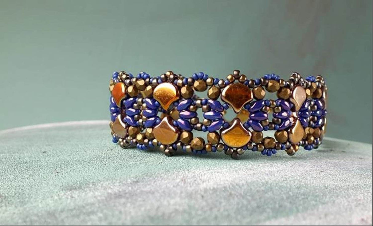 Ginko Bead Bronze Pale Gold, 2-Hole Czech Glass 7.5x7.5mm, 00030-01710-35 Beads