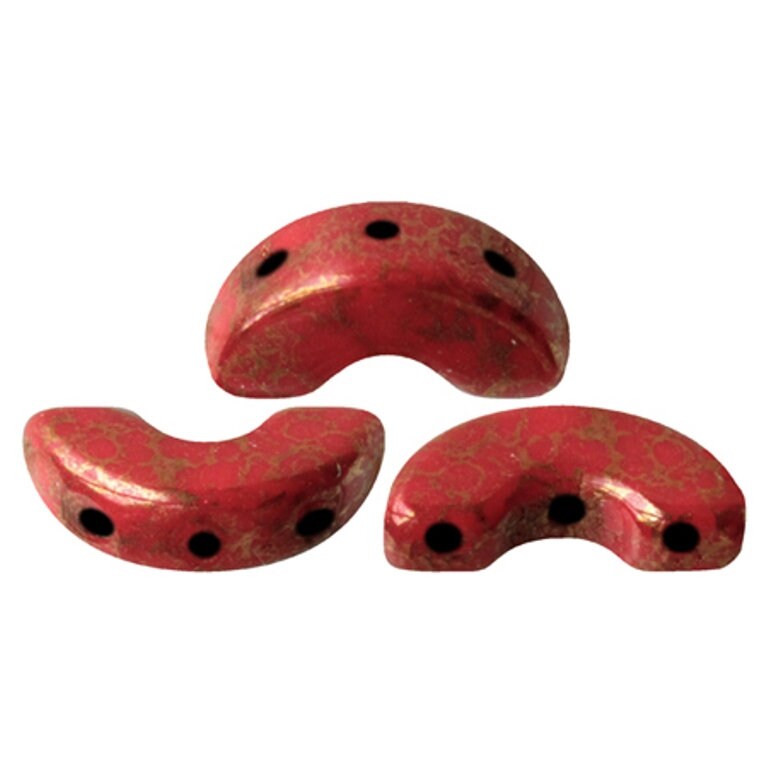 Arcos Par Puca Opaque Coral Red Bronze, 5X10 MM Czech Glass, 93200-15496-30 beads