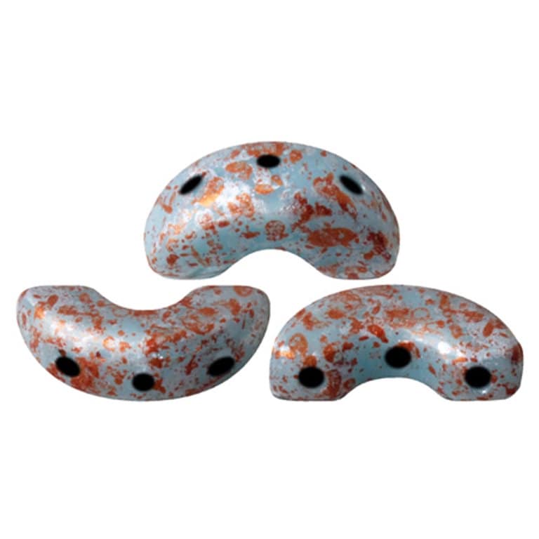 Arcos par Puca Opaque Blue Turquoise Tweedy, 3-Hole 5X10MM Czech Glass, 63030-45703-30 Beads