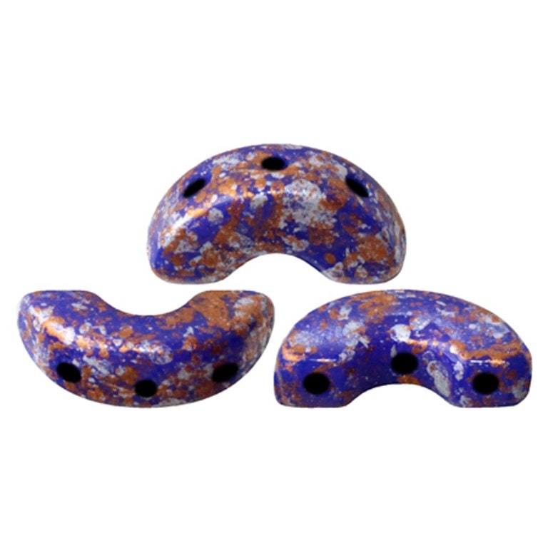 Arcos par Puca Opaque Sapphire Tweedy, 3-Hole 5X10MM Czech Glass, 33050-45703-30 Beads