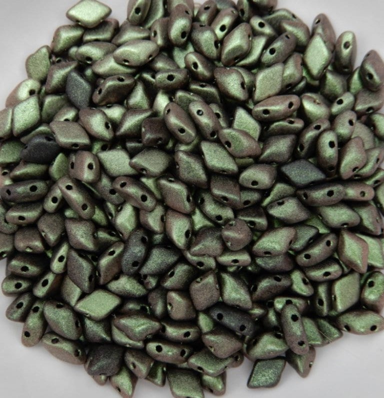 GemDuo Polychrome Sage & Citrus, 2-Hole Matubo Czech beads 8x5mm, 94103 10 grams