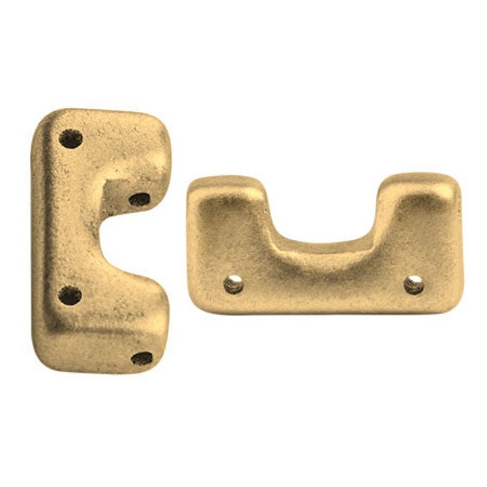 Telos® par Puca® Light Gold Matte, 4 Hole 12mm x 4mm Czech Glass, 01710, Qty 16 beads