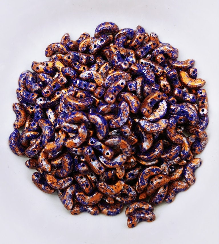 Arcos par Puca Opaque Dark Sapphire Tweedy, 3-Hole 5X10 MM Czech Glass, 33080-45703-30 Beads