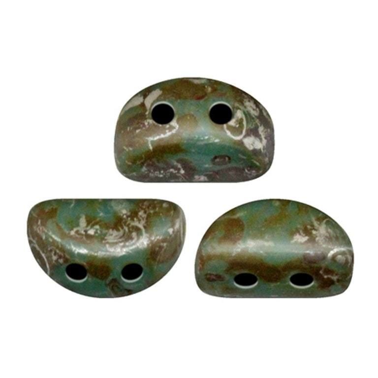 Kos® Par Puca® Opaque Aqua Patina Silver, 2 Hole Czech Glass 6x3mm, 63020-65400-10 grams