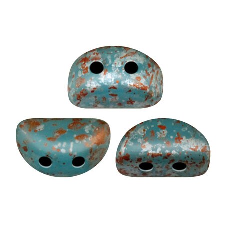 Kos® Par Puca® Opaque Aqua Tweedy, 2 Hole Czech Glass 6x3mm, 63020-45703-10 grams