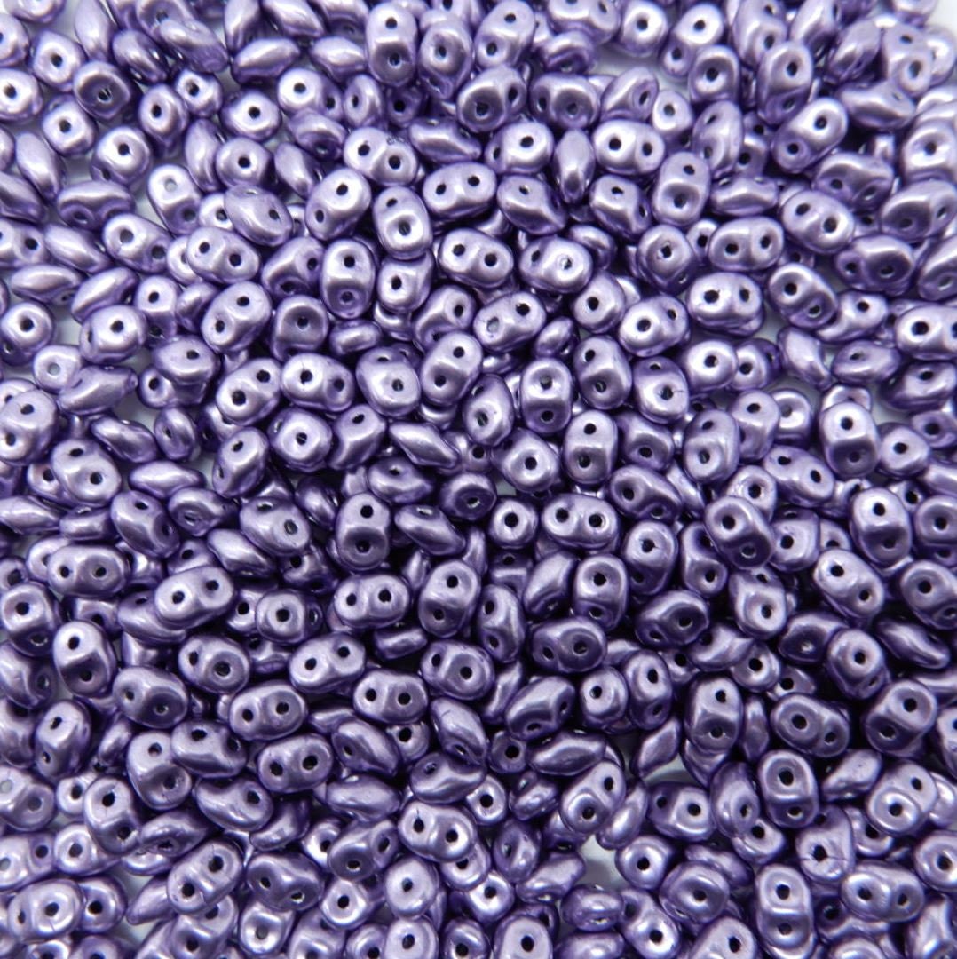 SuperDuo Saturated Metallic Crocus Petal, 2 hole bead 2x5mm Czech Glass Beads, 06B08 10 grams