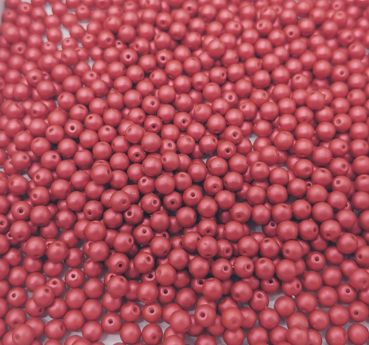 4mm Round Lava Red Czech Glass Beads, 01890 - 50 beads