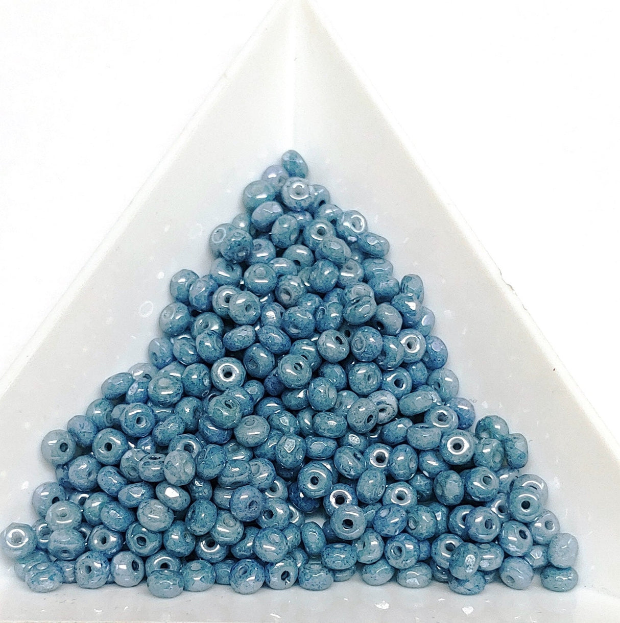 Micro Spacers Chalk Blue Luster, 2x3MM Faceted Czech Glass, 14464-50 Beads