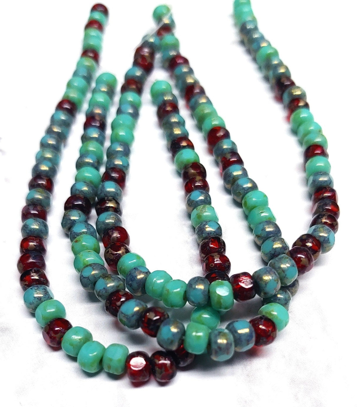 3x4mm Trica Bead Ladybug with Picasso Finish - 3 Cut Czech Glass Beads, 50 beads